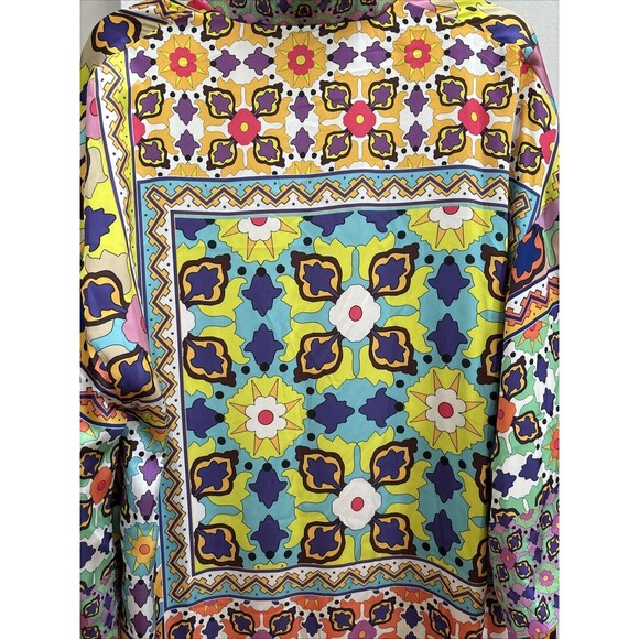 Zara Vibrant Sateen Retro Boho Printed Kimono Robe Floral Loungewear Y2K… - Picture 7 of 7